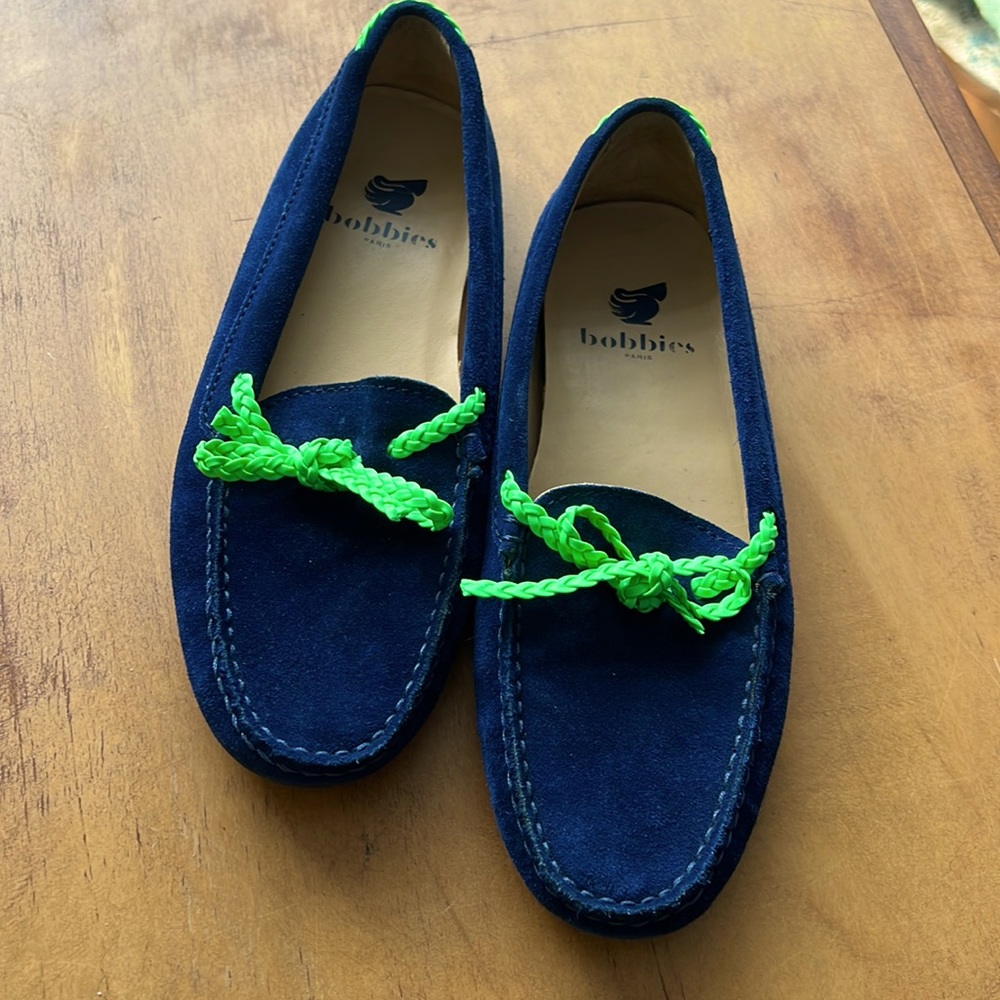 Bobbies Paris Blue Suede Slip On Driving Loafer